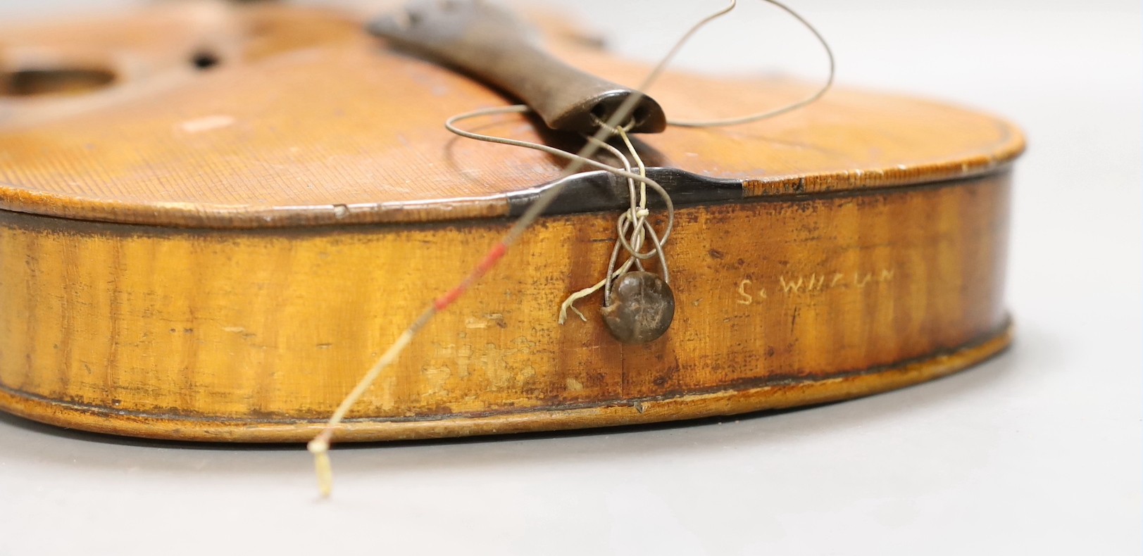 A 19th century French violin, back measurement 33.5cm